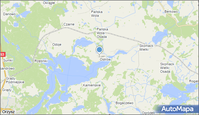 mapa Ostrów, Ostrów gmina Stare Juchy na mapie Targeo